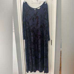 Terra & Sky Dress | Size 0X/14W | Black and Blue Tie-Dye Dress